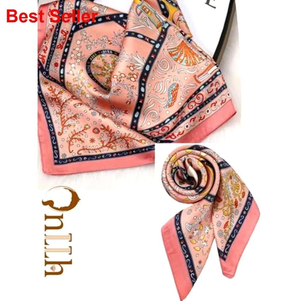 Silky Polyester Scarf for Women Lightweight Satin Head Wrap